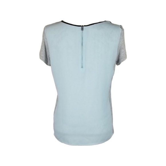 Lace Side Stripe Detailed Light Blue Short Sleeve Tee, Size S - Picture 3 of 5